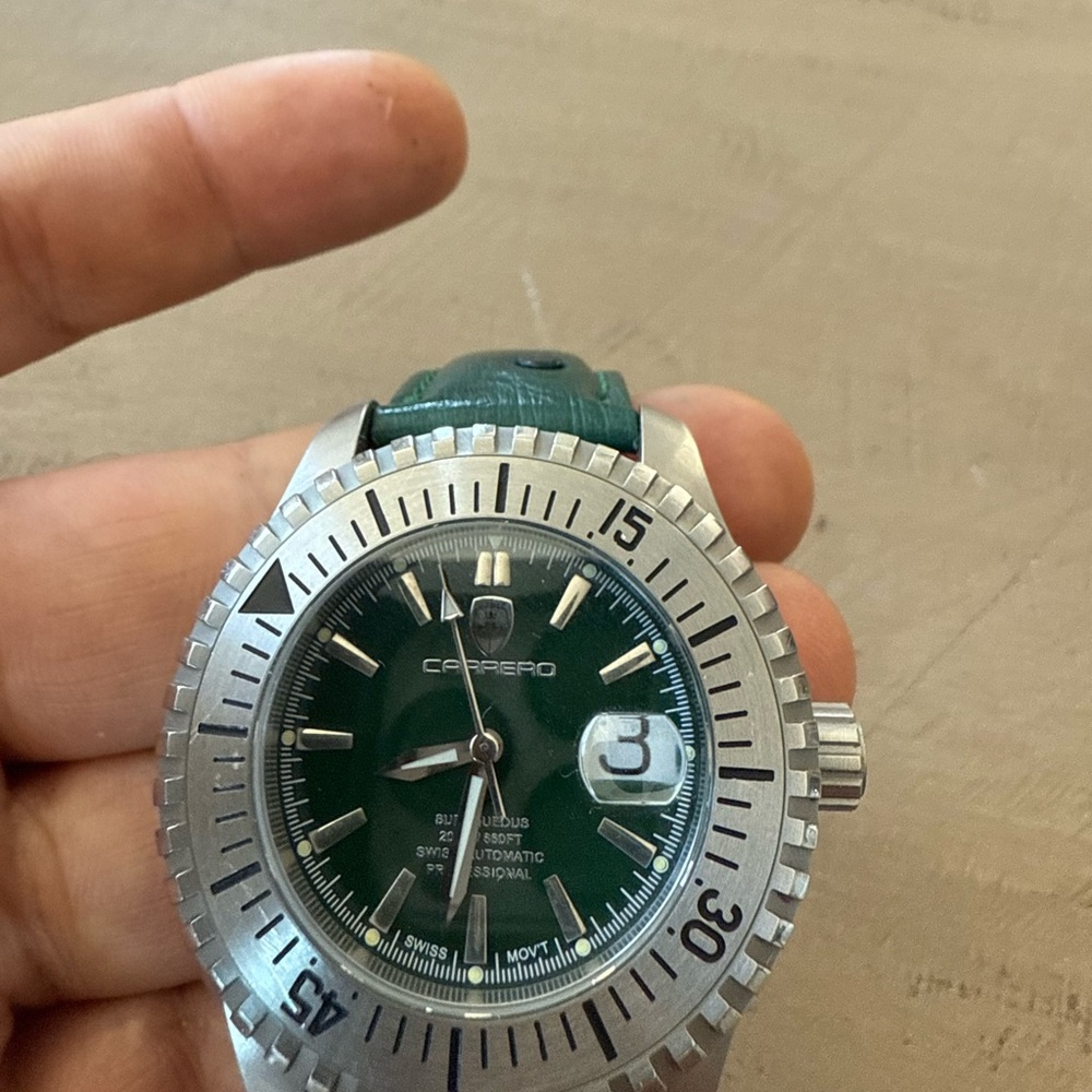 Carrrero Green and Silver Watch